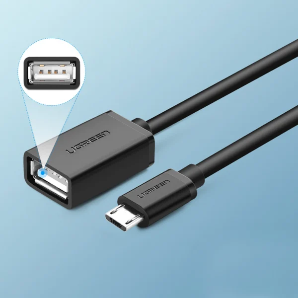 Ugreen US133 10396 micro USB (male) / USB-A (female) OTG cable flat 0.15m - blackeng