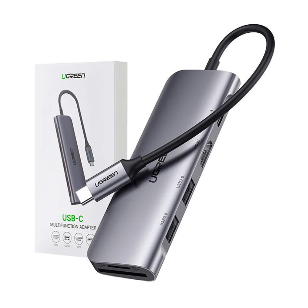 Ugreen CM195 ​​6in1 adapter USB-C - HDMI / 2x USB-A 3.0 / USB-C PD / SD / TF reader - grayeng