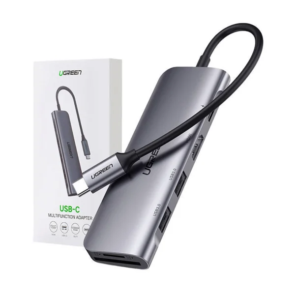 Ugreen CM195 ​​6in1 adapter USB-C - HDMI / 2x USB-A 3.0 / USB-C PD / SD / TF reader - grayeng