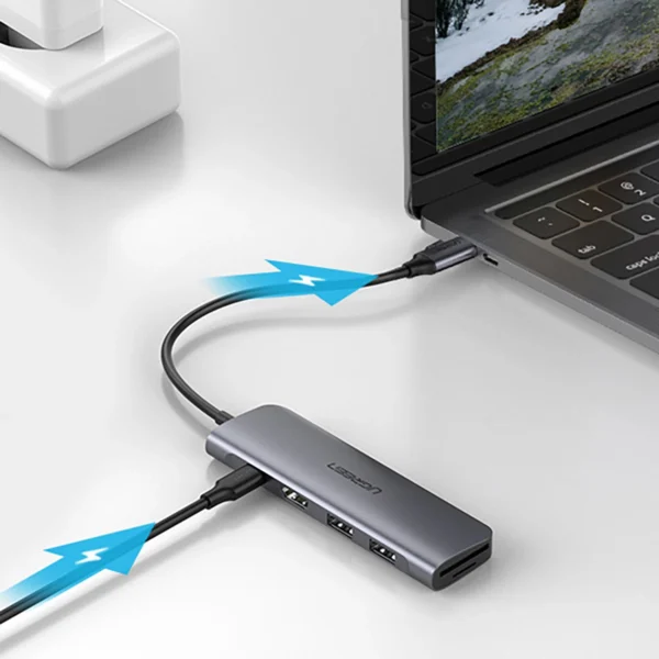 Ugreen CM195 ​​6in1 adapter USB-C - HDMI / 2x USB-A 3.0 / USB-C PD / SD / TF reader - grayeng