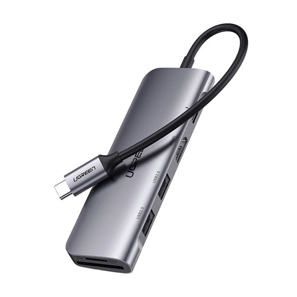 Ugreen CM195 ​​6in1 adapter USB-C - HDMI / 2x USB-A 3.0 / USB-C PD / SD / TF reader - grayeng