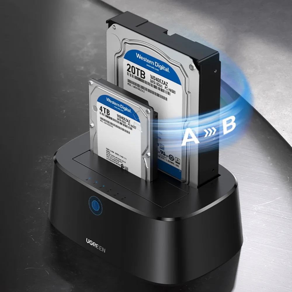 Ugreen CM198 50857 docking station with USB 3.0 for SATA 2.5" 3.5" SSD HHD drives, EU power supply - blackeng