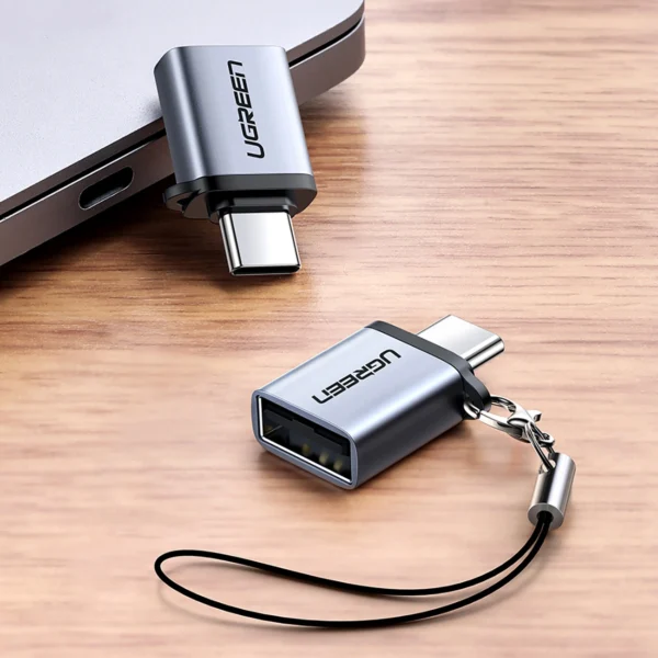 Ugreen US270 USB-C (Male) / USB-A 3.0 (Female) Adapter with Lanyard - Grayeng