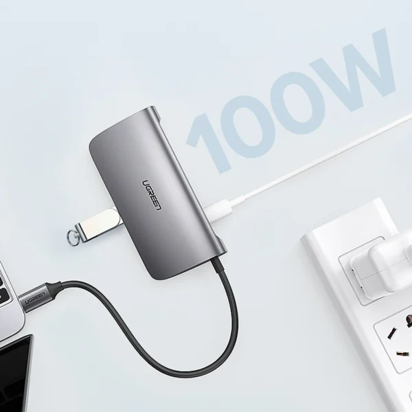 Ugreen CM179 9in1 USB-C - 3x USB-A 3.0 / HDMI / VGA / RJ45 / TF / SD card reader / USB-C adapter - grayeng