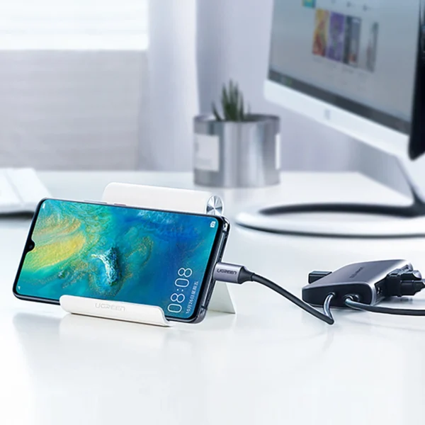 Ugreen CM179 9in1 USB-C - 3x USB-A 3.0 / HDMI / VGA / RJ45 / TF / SD card reader / USB-C adapter - grayeng