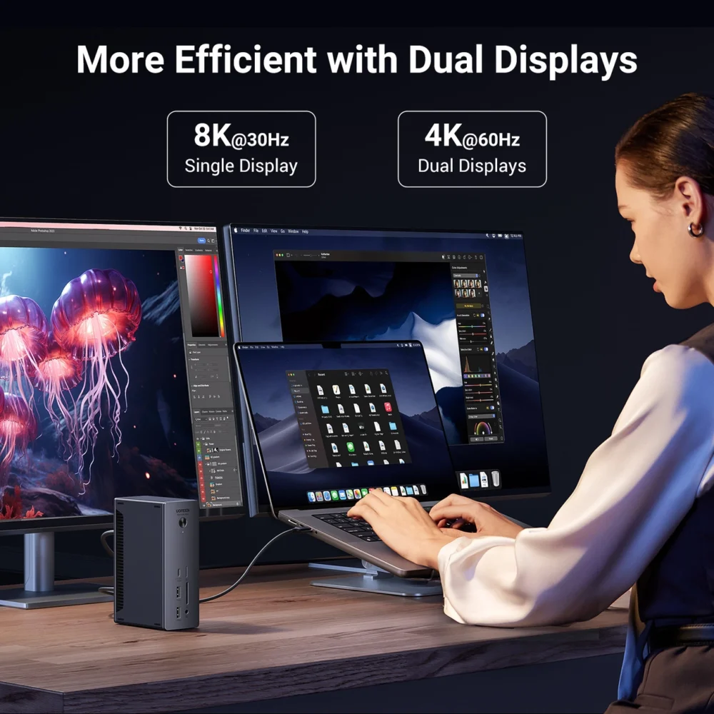 Ugreen U710 13in1 Docking Station 2x Thunderbolt 4 / 4x USB-A / DP / RJ45 / SD TF Reader / USB-C / 3.5mm Mini Jackeng