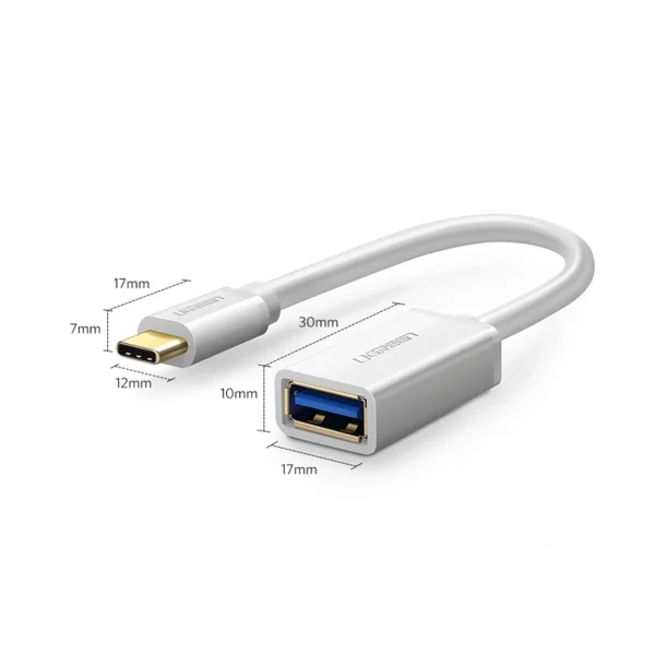 Ugreen US154 30702 USB-A 3.0 (female) / USB-C 3.0 (male) OTG adapter - whiteeng