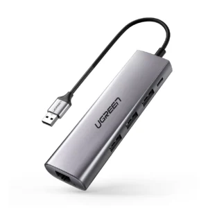 Ugreen CM266 60812 5in1 USB-A 3.0 - RJ45 / 3x USB-A 3.0 / micro USB adapter - grayeng