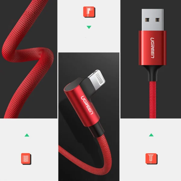 Ugreen US299 60555 angled Lightning / USB-A MFi cable 2.4A 1m - redeng
