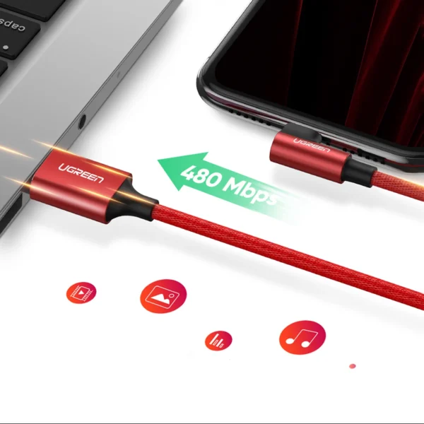 Ugreen US299 60555 angled Lightning / USB-A MFi cable 2.4A 1m - redeng