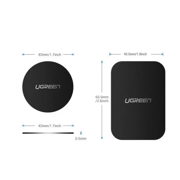 Ugreen LP123 60410 round/rectangular metal plates for magnetic phone holders - black (2 pcs)eng