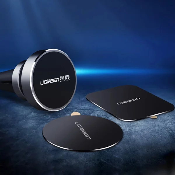Ugreen LP123 60410 round/rectangular metal plates for magnetic phone holders - black (2 pcs)eng