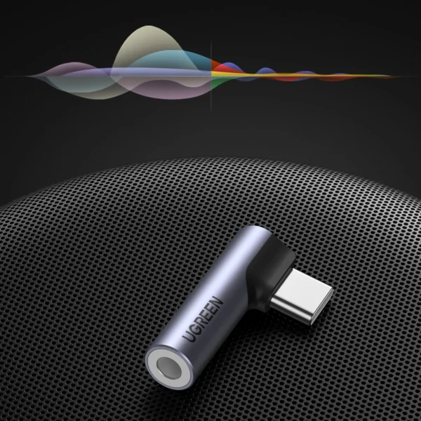 Ugreen AV154 80384 USB-C adapter (male) angled / mini jack 3.5mm (female) - grayeng