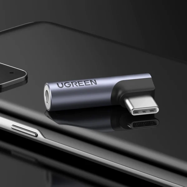 Ugreen AV154 80384 USB-C adapter (male) angled / mini jack 3.5mm (female) - grayeng
