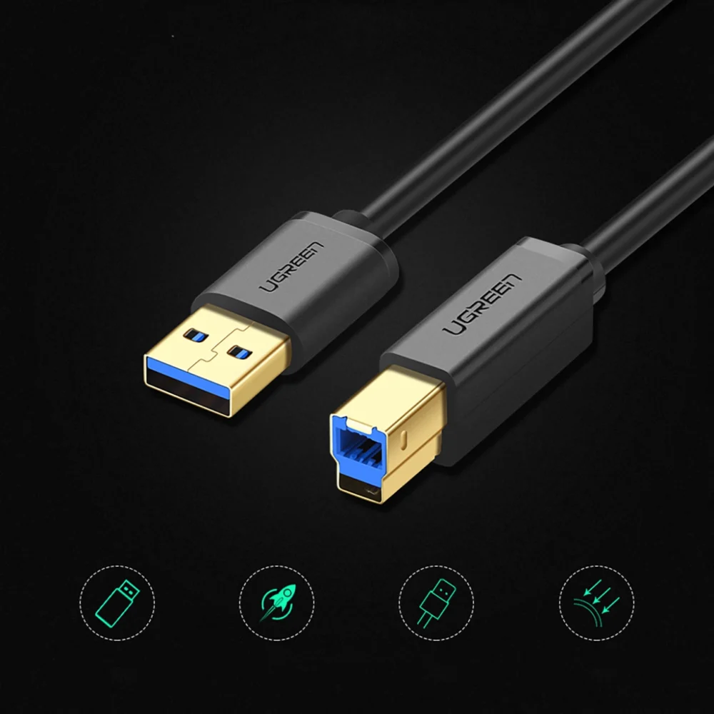 Ugreen US210 30753 Printer Cable USB-A 3.0 / USB-B 5Gbps 1m - Blackeng
