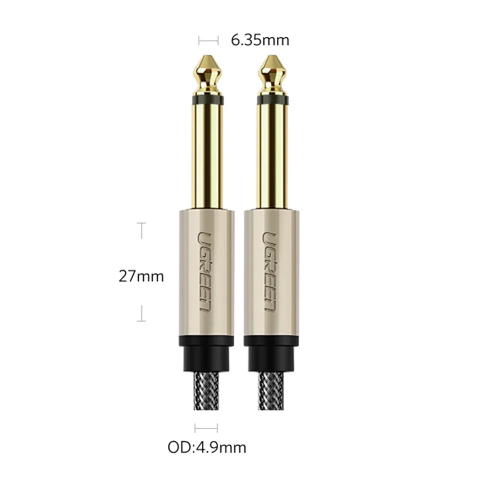 Ugreen AV128 10638 mono TS cable 6.35mm jack / 6.35mm jack 2m - grayeng