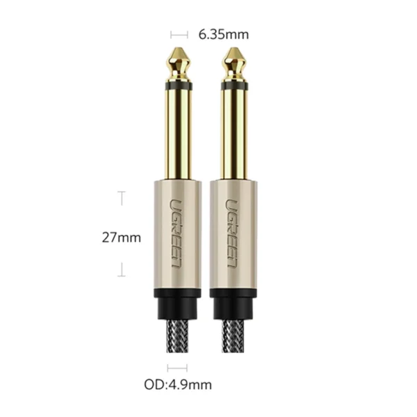 Ugreen AV128 10638 mono TS cable 6.35mm jack / 6.35mm jack 2m - grayeng