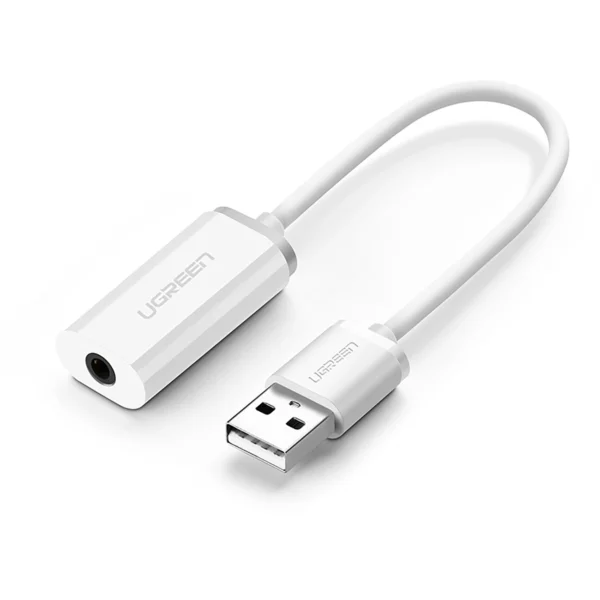 Ugreen US206 30712 USB-A (male) / 3.5 mm mini jack (female) adapter - whiteeng