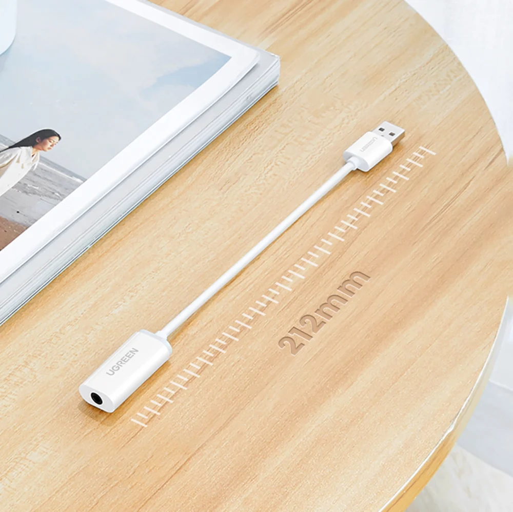 Ugreen US206 30712 USB-A (male) / 3.5 mm mini jack (female) adapter - whiteeng