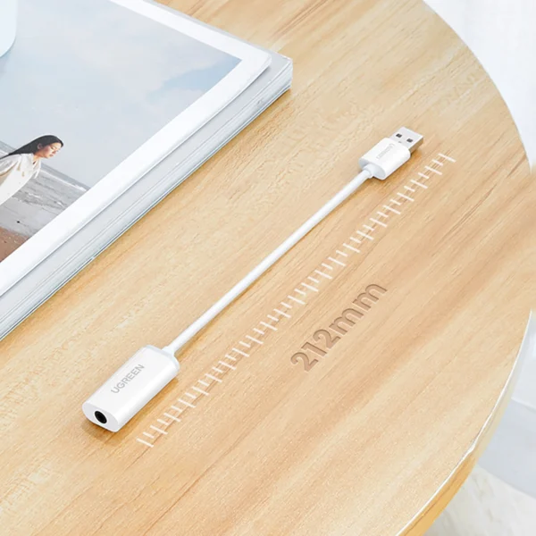 Ugreen US206 30712 USB-A (male) / 3.5 mm mini jack (female) adapter - whiteeng