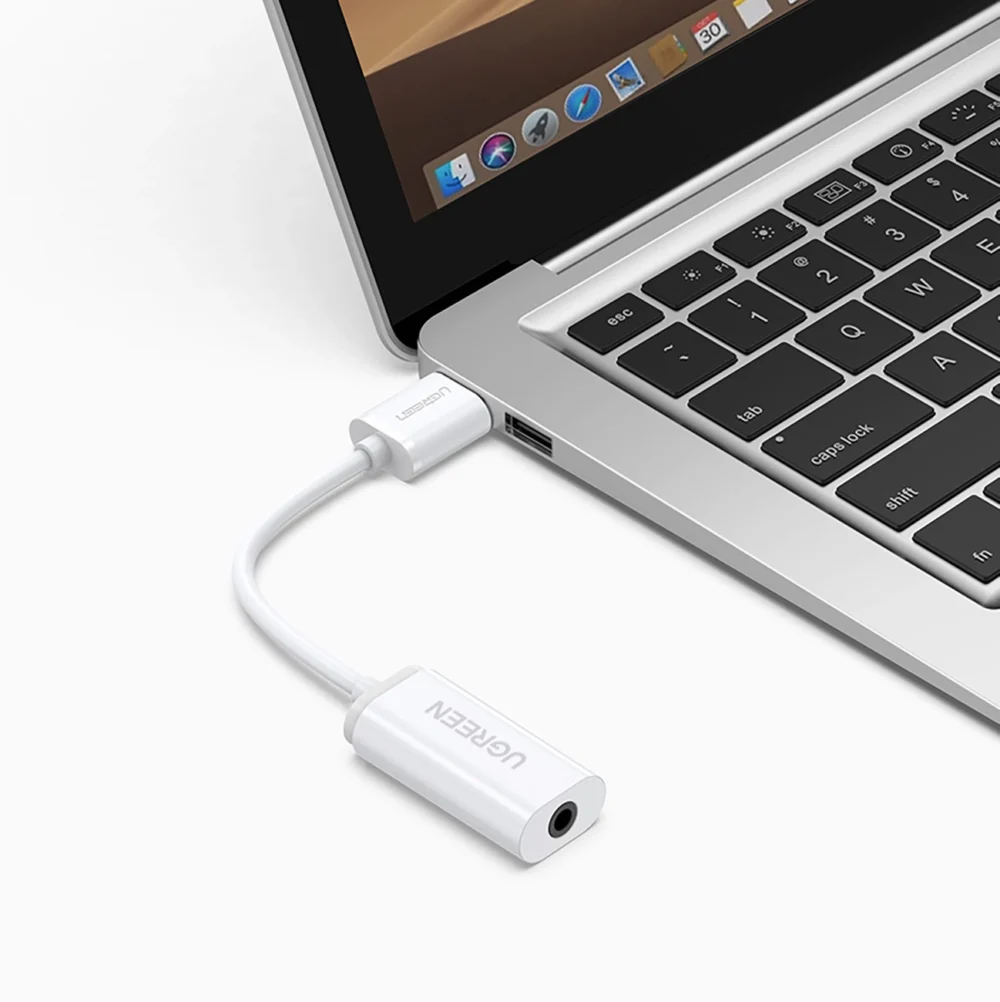 Ugreen US206 30712 USB-A (male) / 3.5 mm mini jack (female) adapter - whiteeng