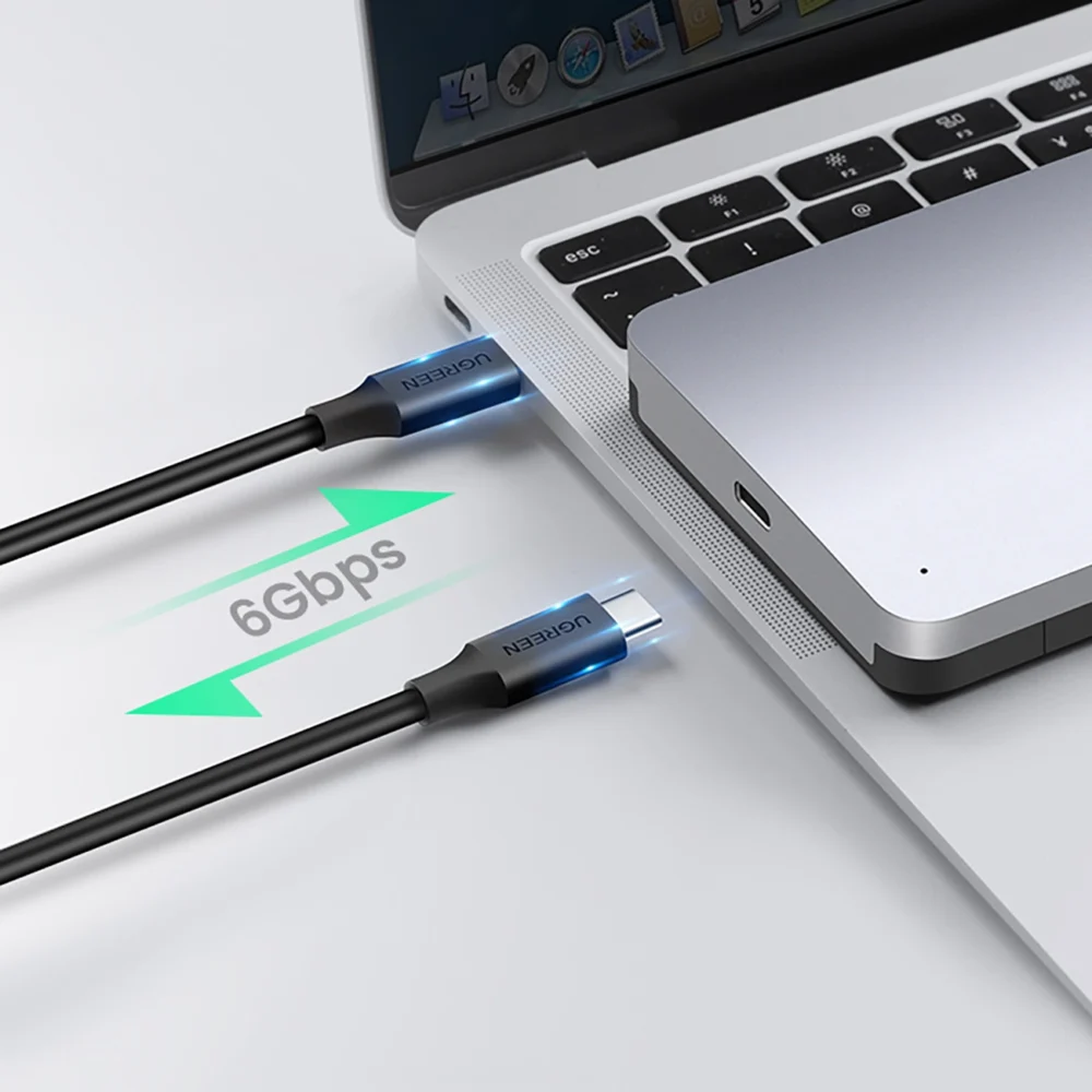 Ugreen CM300 70499 bay for 2.5'' SATA 3.0 6Gbps hard drive - gray + USB-C - USB-C cable 0.5meng