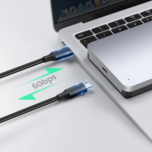 Ugreen CM300 70499 bay for 2.5'' SATA 3.0 6Gbps hard drive - gray + USB-C - USB-C cable 0.5meng