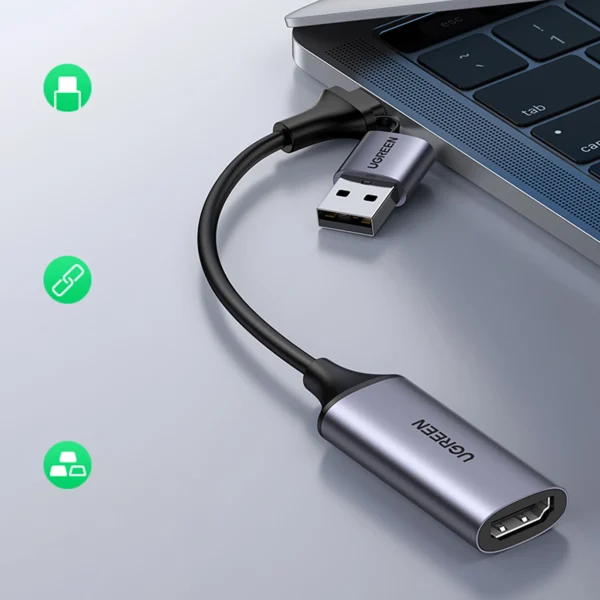 Ugreen CM489 40189 HDMI Adapter (Female) - USB-A / USB-C (Male) - Grayeng