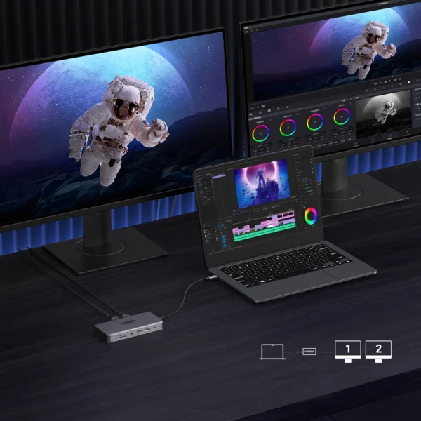 HUB Ugreen CM681 15978 13in1 USB-C - 2x USB-A 3.2 / 2x USB-A 3.0 / USB-C 3.2 / 2x HDMI / DisplayPort / RJ45 / SD and TF / AUX / USB-C PDeng