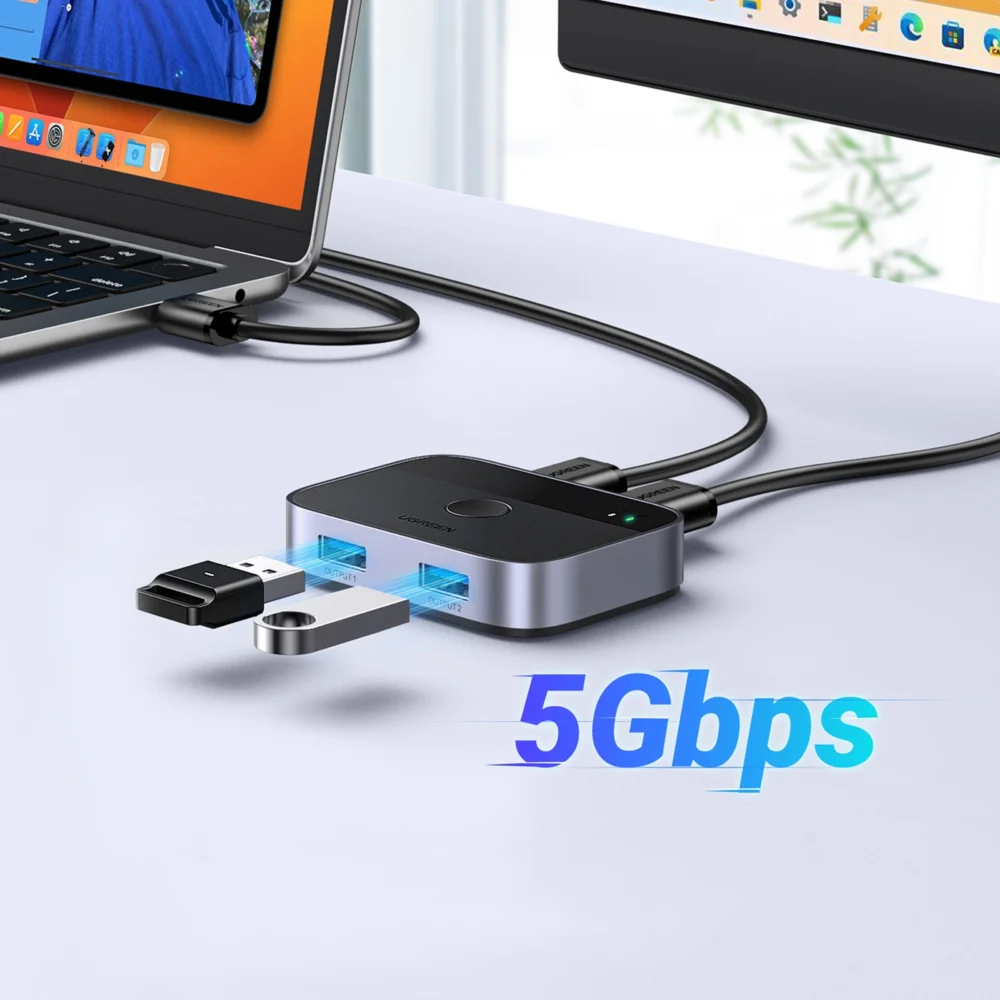 Ugreen CM757 2in1 adapter 2x USB-A 3.0 (input) / 2x USB-A (output) - grayeng