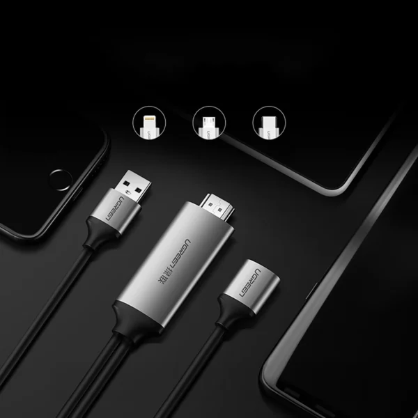 Ugreen CM151 50291 USB-A (female) - HDMI adapter with USB-A power port (male) 1.5m - grayeng