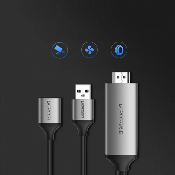 Ugreen CM151 50291 USB-A (female) - HDMI adapter with USB-A power port (male) 1.5m - grayeng