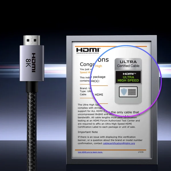 Ugreen HD171 35376 cable with HDMI 2.1 8K connectors certified 5 m - grayeng