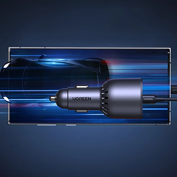 Ugreen EC705 car charger 130W 2x USB-C 1x USB-A - grayeng