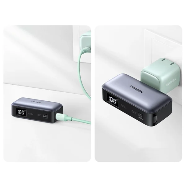 Ugreen PB503 5000mAh powerbank with USB-C port and integrated USB-C connector - grayeng