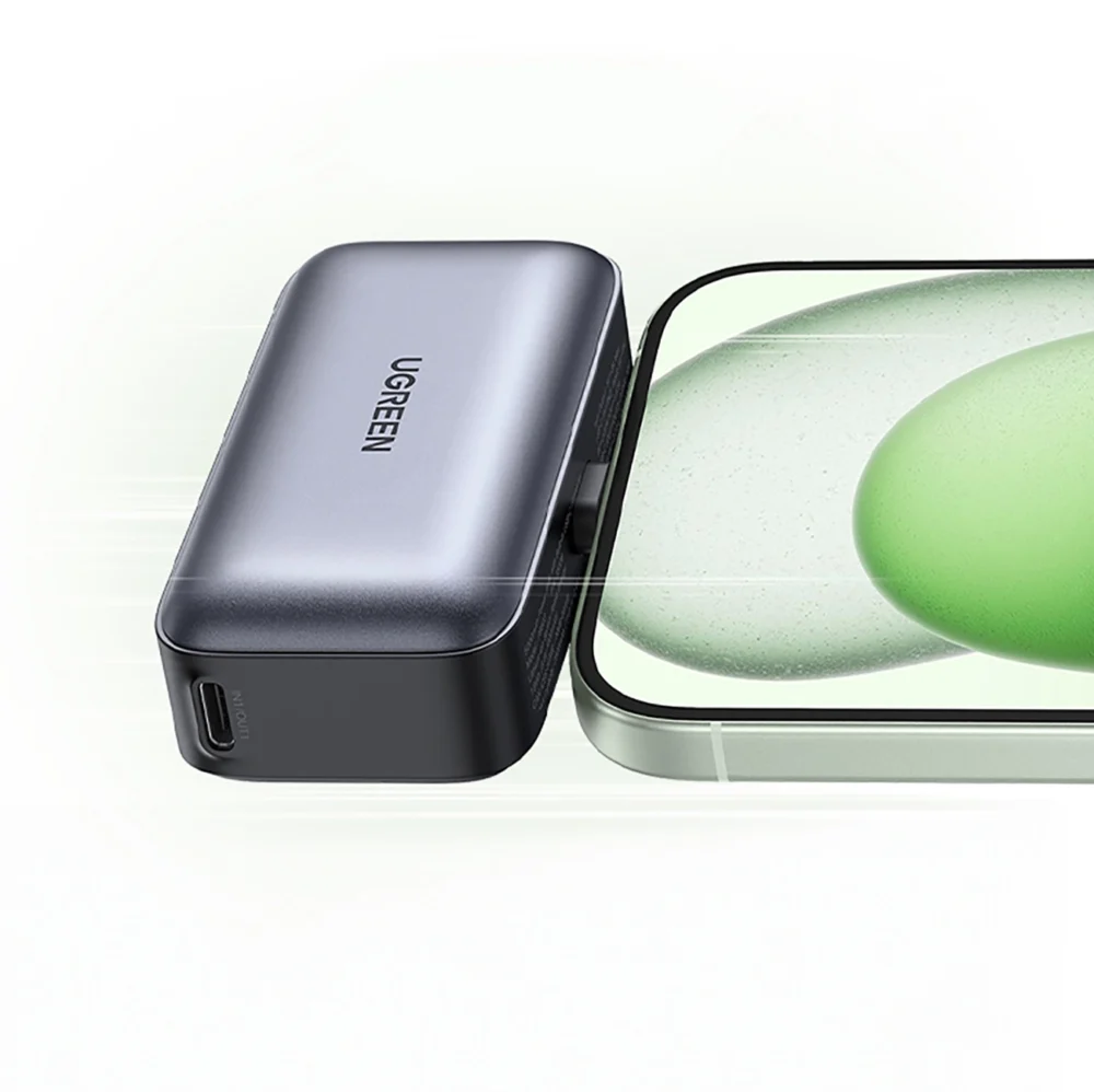 Ugreen PB503 5000mAh powerbank with USB-C port and integrated USB-C connector - grayeng