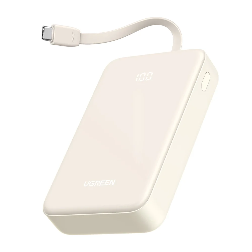 Ugreen PB505 Powerbank 20000mAh 22.5W USB-C USB-A Built-in USB-C Cable - Whiteeng
