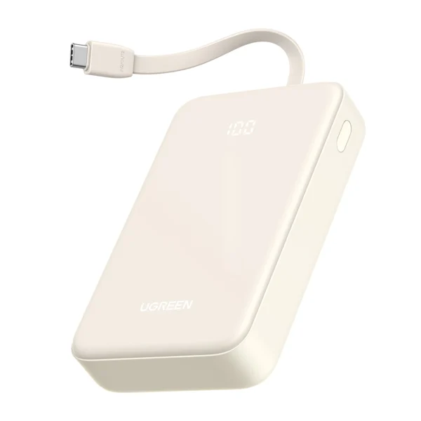 Ugreen PB505 Powerbank 20000mAh 22.5W USB-C USB-A Built-in USB-C Cable - Whiteeng