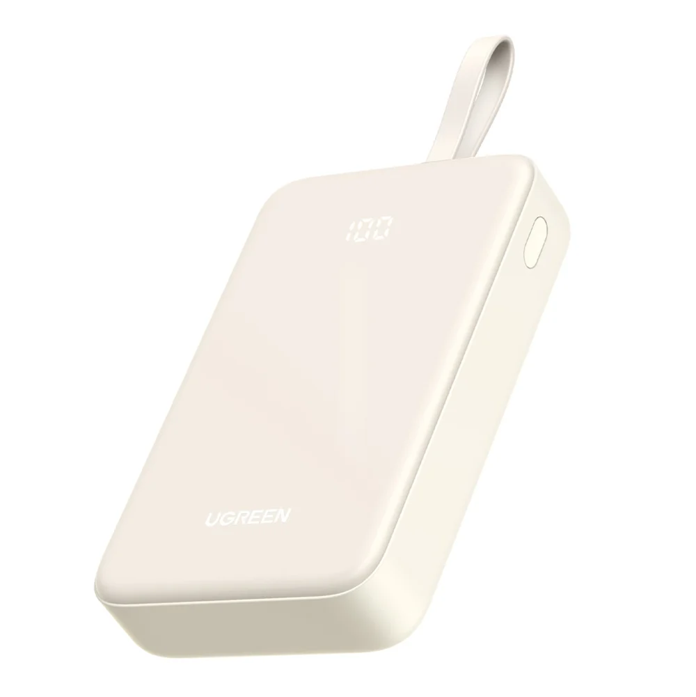 Ugreen PB505 Powerbank 20000mAh 22.5W USB-C USB-A Built-in USB-C Cable - Whiteeng