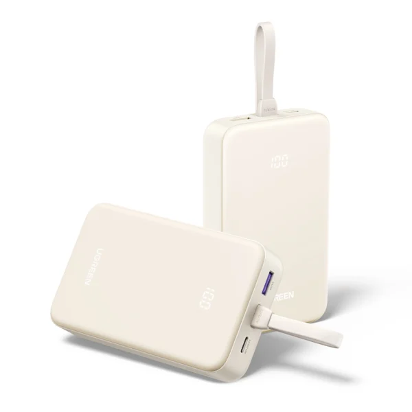 Ugreen PB505 Powerbank 20000mAh 22.5W USB-C USB-A Built-in USB-C Cable - Whiteeng