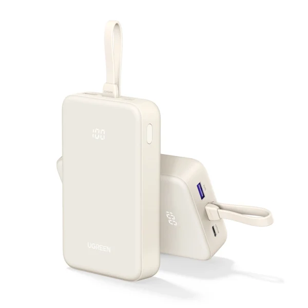 Ugreen PB505 Powerbank 20000mAh 22.5W USB-C USB-A Built-in USB-C Cable - Whiteeng
