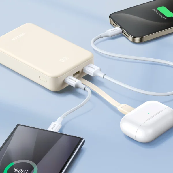 Ugreen PB505 Powerbank 20000mAh 22.5W USB-C USB-A Built-in USB-C Cable - Whiteeng