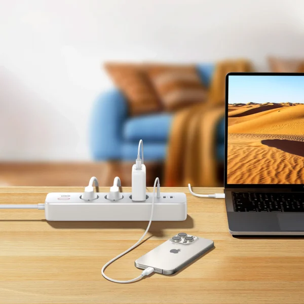Ugreen CD286 extension cable 3x AC 2x USB-A 1x USB-C 30W with switch - whiteeng