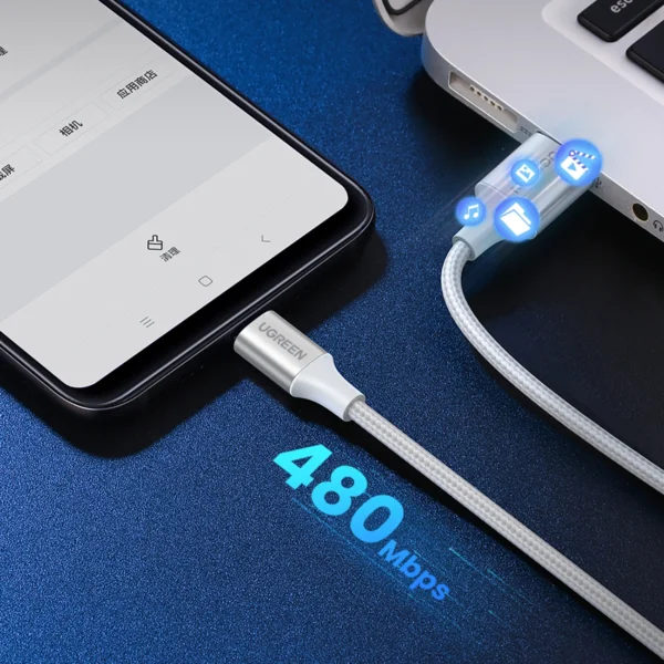 Ugreen US288 60131 USB-A / USB-C QC 3.0 3A 1m cable - whiteeng