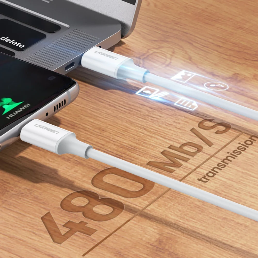 Ugreen US264 60519 USB-C / USB-C PD QC AFC Cable 1.5m - Whiteeng
