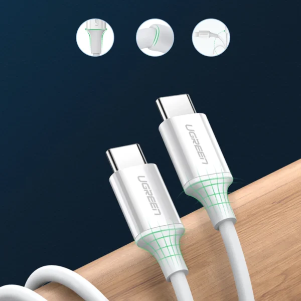 Ugreen US264 60519 USB-C / USB-C PD QC AFC Cable 1.5m - Whiteeng