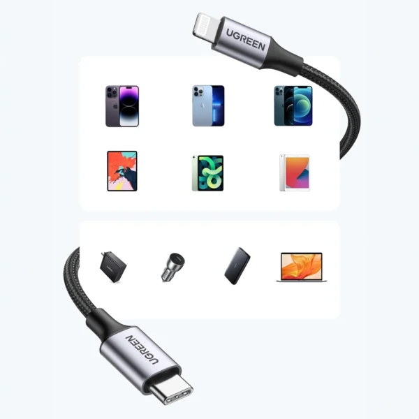 Ugreen US304 60760 Lightning - USB-C 2.0 MFi Cable 1.5 m - Grayeng