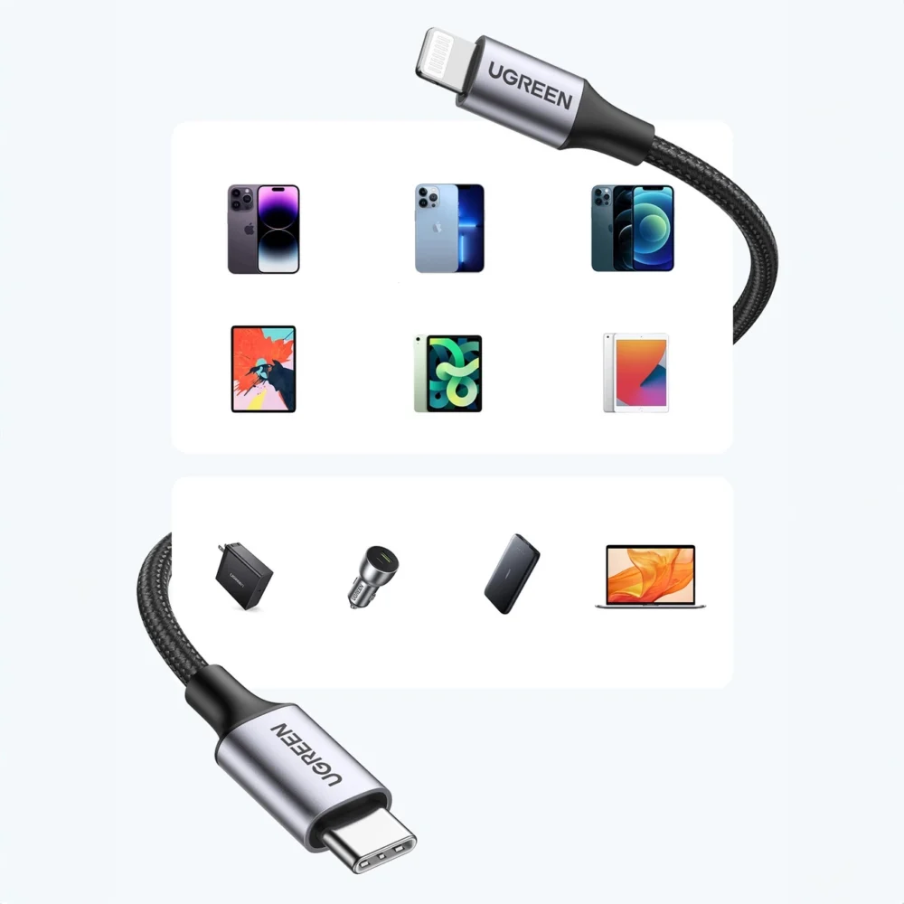 Ugreen US304 60759 Lightning - USB-C 2.0 MFi Cable 1m - Grayeng