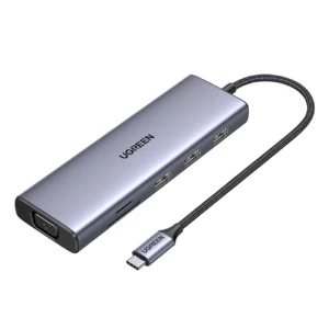 Ugreen CM498 15600 USB-C Adapter - 3x USB-A 3.0 / HDMI / VGA / RJ45 / SD / TF Card Reader / USB-C PD - Grayeng