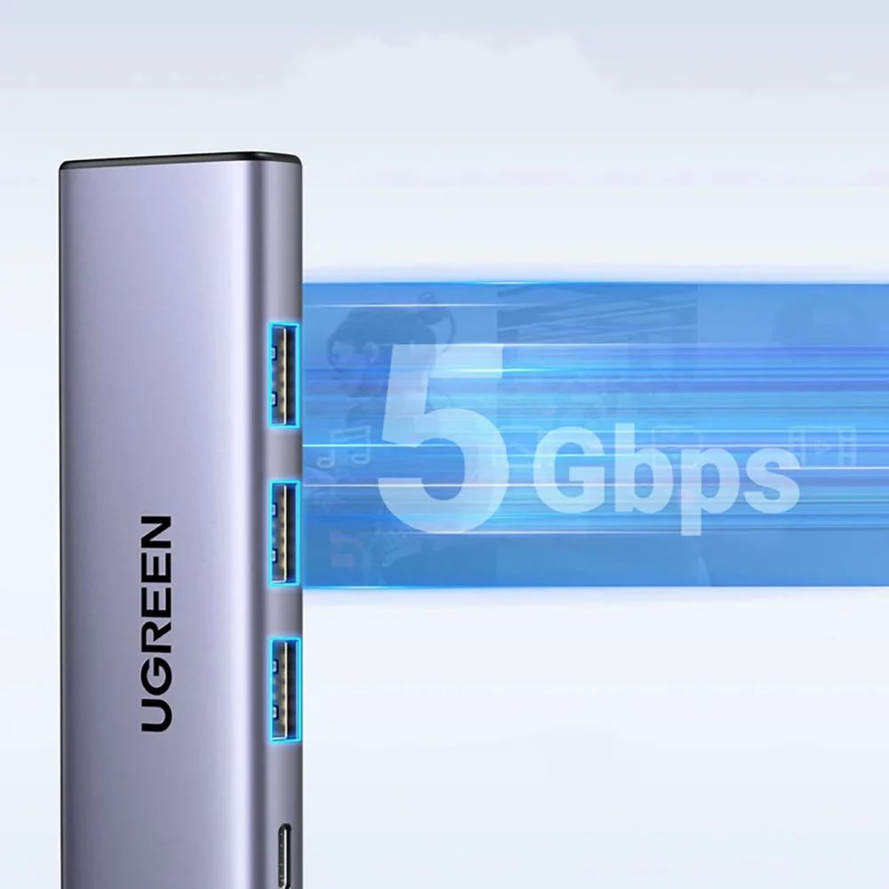 HUB Ugreen CM511 15597 5in1 USB-C - USB-C PD / HDMI / 3x USB-A 3.0 - grayeng